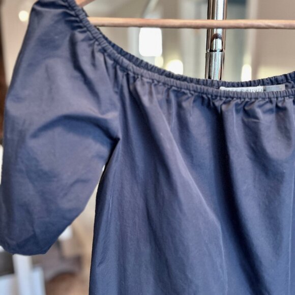 Alice + Olivia Split Back Off the Shoulder Coastal Crosby Top Blouse Navy Sz XS - Picture 10 of 13